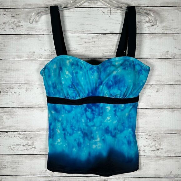 Athleta Bali Swim Tankini Top Bora Bora Blue 36 B/C Tall - Picture 2 of 9